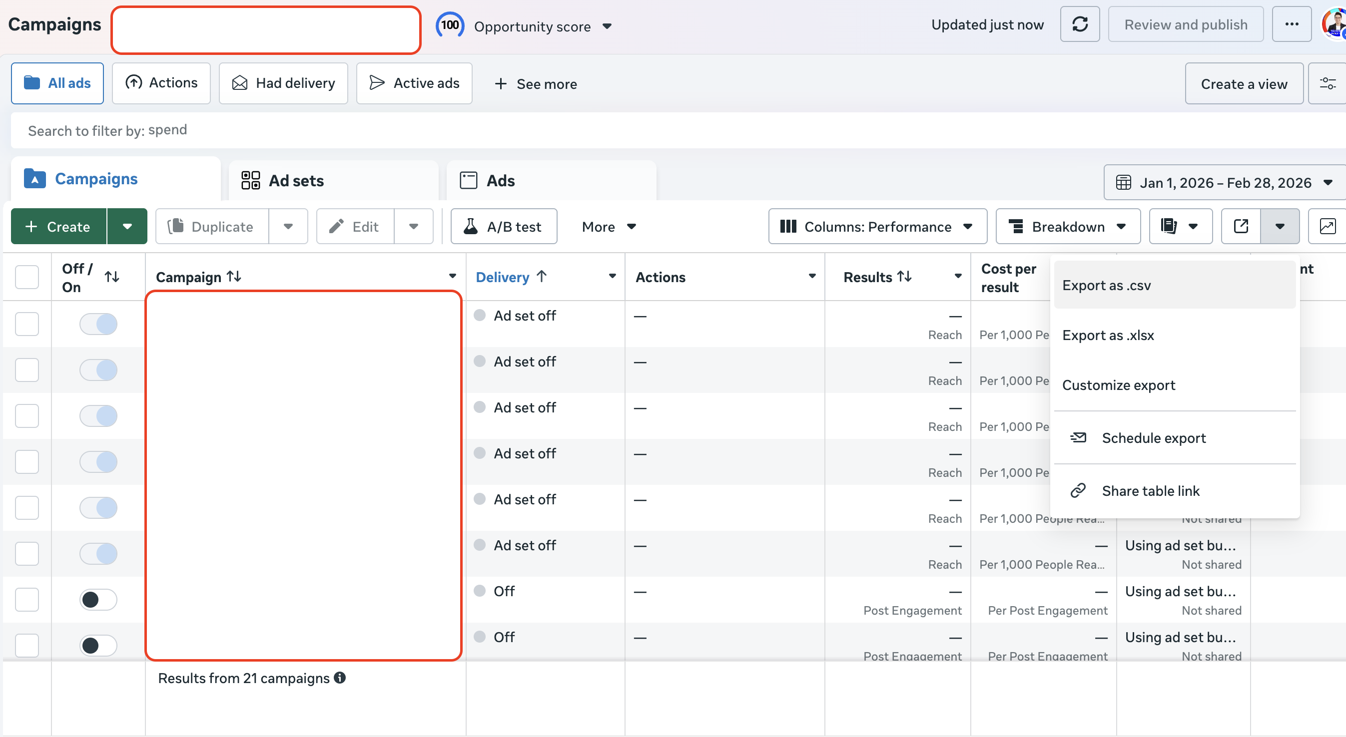 Hướng dẫn Export CSV từ Meta Ads Manager